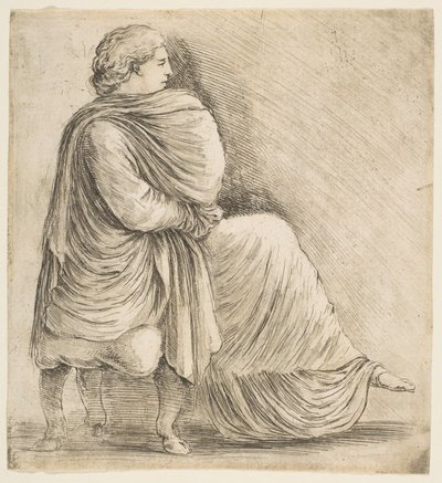 骨董品の救済の後の横顔の着席女性、ca。 1660年。 作： Stefano della Bella