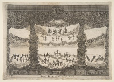 6番目のシーン、天国、神々の結婚Le nozze degli Dei、1637年。 作： Stefano della Bella