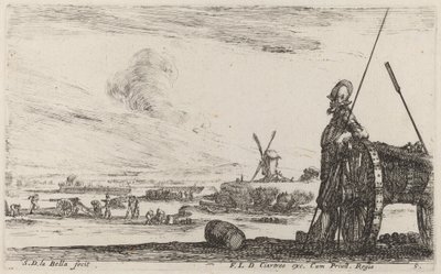 鎧と大砲の兵士、c。 1641年。 作： Stefano della Bella