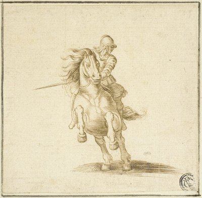 疾走する馬上の兵士 作： Stefano della Bella