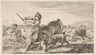 動物の狩猟からベイでクワガタを狩る、ca。 1654年。 作： Stefano della Bella
