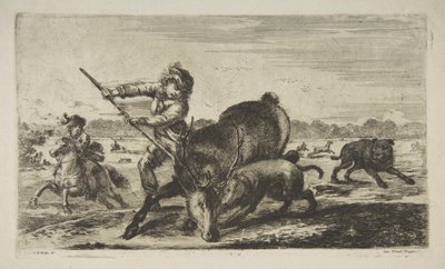 動物の狩猟からベイでクワガタを狩る、ca。 1654年。 作： Stefano della Bella