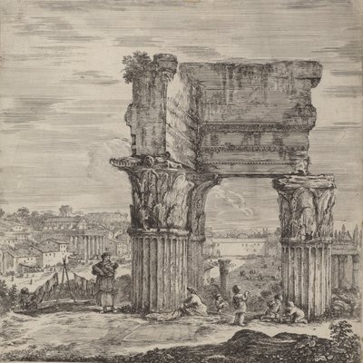 コンコルド神殿とフォロ ロマーノ、1656 年。 作： Stefano della Bella
