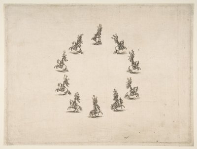 円を形作る10人のキャバリアー、1652年。 作： Stefano della Bella