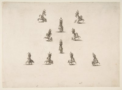 Vを形成する5人を含む10人のキャバリア、1652年。 作： Stefano della Bella