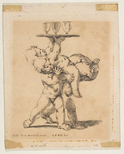 トレイを持つ三人の子供 1638年頃 作： Stefano della Bella