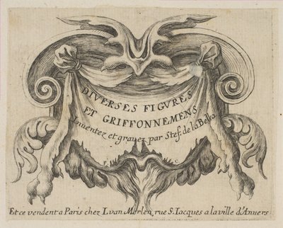 タイトル ページ、「さまざまな人物と落書き」より Diverses Figures et griffonnemens, ca. 1646 作： Stefano della Bella