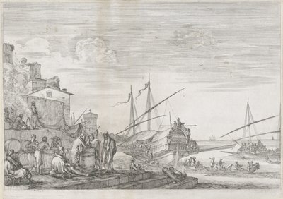 リボルノ港の 2 つのガレー船 リヴォルノ港（シリーズ名） Vues de port de Livourne (シリーズタイトル) 作： Stefano della Bella