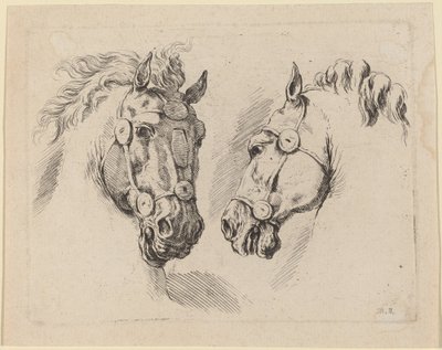 2 つの馬の頭 作： Stefano della Bella