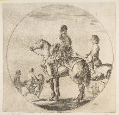 馬が左を向くポーランド人の2人の騎手、Horseback Cavali ...、ca。 1651年。 作： Stefano della Bella