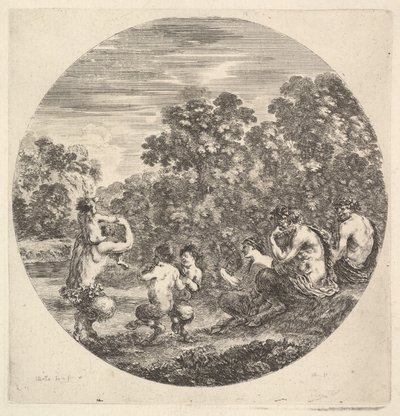 2人のサテュロスと2人の子供のサテュロスともう1人のサテュロスw ...、ca。 1643-48。 作： Stefano della Bella
