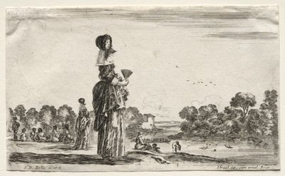 さまざまな姿と風景 川辺で沐浴する女たち 作： Stefano della Bella