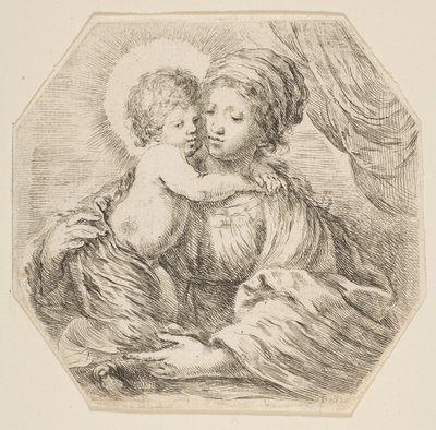 ヴァージンとキリストの子供、八角形の構成、ca。 1649 作： Stefano della Bella