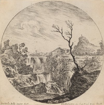 三段の滝、1646年。 作： Stefano della Bella