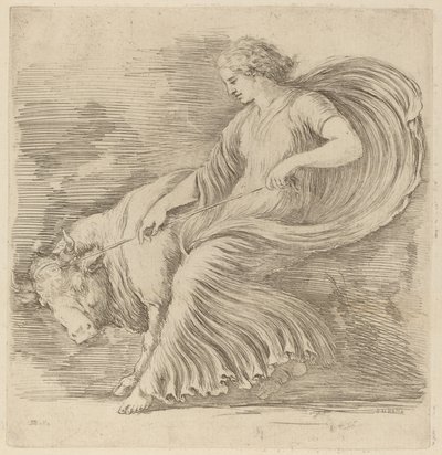 若い雄牛を持つ女性。 作： Stefano della Bella