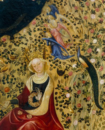 天使と孔雀に囲まれたアレクサンドリアの聖カタリナ、マドンナデルロゼートの詳細 作： Stefano di Giovanni da Verona