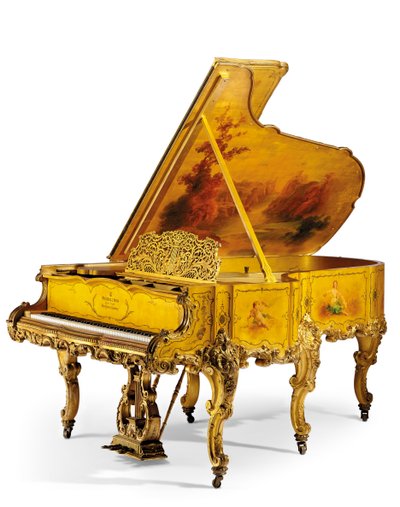 ファインギルトウッドとヴェルニマルタングランドピアノ、1898年頃（ギルトウッドとヴェルニ） 作： Steinway and Sons