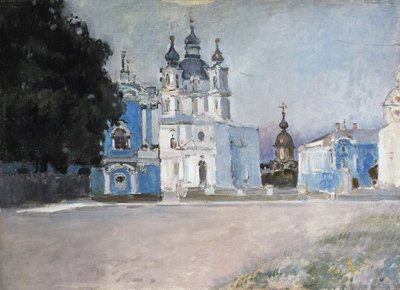 Le couvent Smolny a Saint Petersburg (サンクトペテルブルクの Smolny 修道院) - Stepan Petrovich Yaremich (1869-1938/1939) による絵画 - キャンバスに油彩、20 ​​世紀初頭、ロシア美術、20 世紀初頭 - エルミタージュ美術館、サンクトペテルブルク 作： Stepan Yaremich