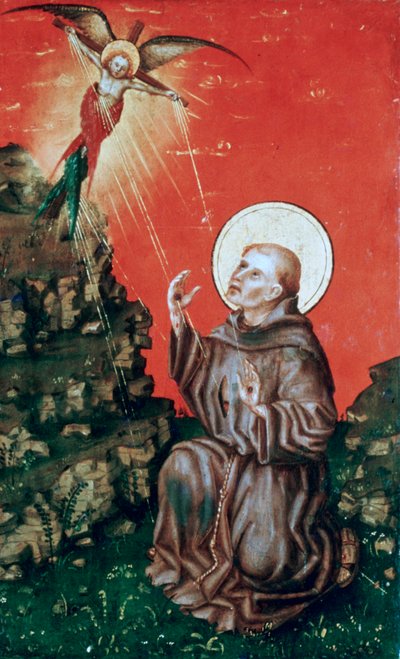 聖フランシスコ、聖痕を受け取る、c1430-1451 作： Stephan Lochner