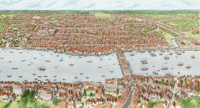ジャコビアン・ロンドン（子供たち）、1603-1625年頃（インク、水彩画） 作： Stephen Conlin