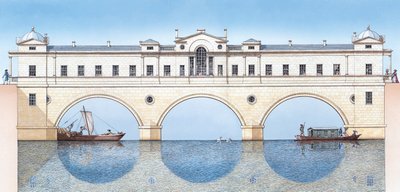 プルトニー橋、バース、1774-1810年頃（インク、水彩画） 作： Stephen Conlin