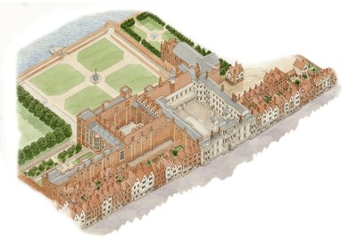 サマセット・ハウス、ロンドン、1609-1630年頃（インク、水彩画） 作： Stephen Conlin