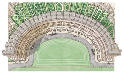 ロイヤル・クレッセント、バース、1780-1800年頃（インク、水彩画） 作： Stephen Conlin