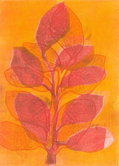 夏の庭II、2015年（モノプリント、紙） 作： Stephen Dow