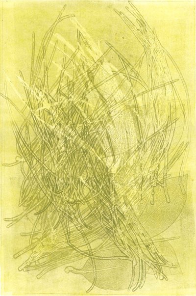 夏の庭V、2015年（モノプリント、紙） 作： Stephen Dow
