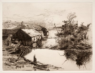 ミスペックのミルズ、ニュージャージー州、1884 年。 作： Stephen Parrish