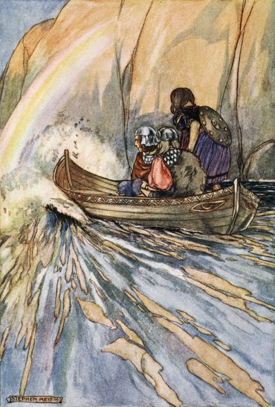 「マナナンの船、ヘスペリデスの園へと急いで私たちを運んでください」、c1910. 作： Stephen Reid