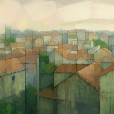 幾何学的な都市の屋上 作： 