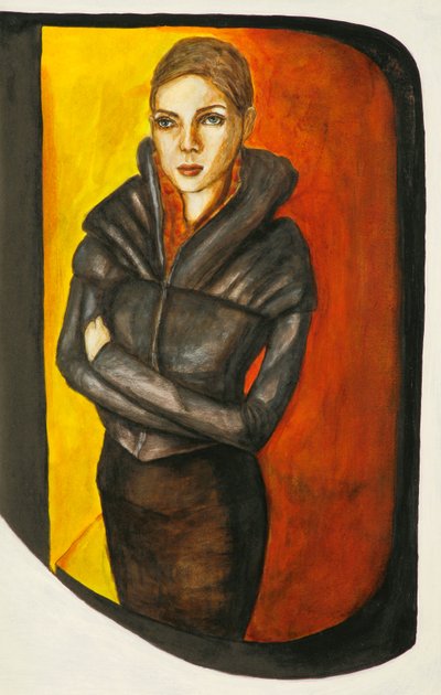 彼女の時計、2012年（紙にペンとインク） 作： Stevie Taylor