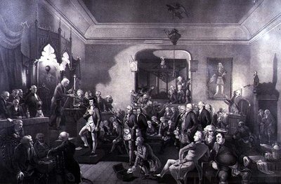 ロバート・バーンズ（1759-96）の桂冠詩人就任式（エディンバラ、カノンゲートのロッジにて 作： Stewart Watson
