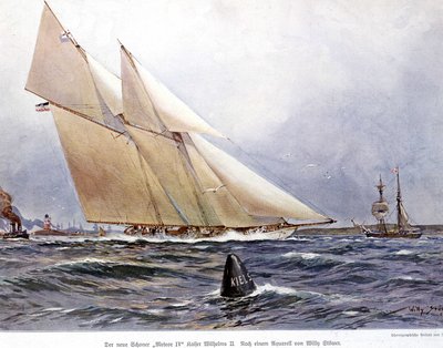 セーリングレース：ヨット「メテオIV」-ウィリー・スタワーの水彩画 作： Willy Stoewer 