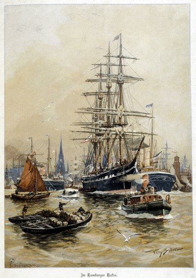 ハンブルグの港、デブ。20世紀 作： Willy Stoewer 