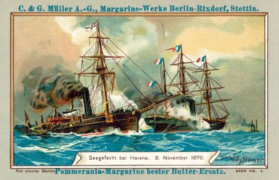 1870年11月9日、ハバナでの海戦（クロモリト） 作： Stoewer Willy