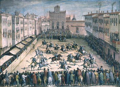 サンタクローチェ広場での馬上槍試合、1561-1562 作： Stradanus