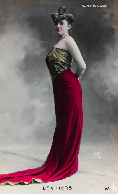 若い女性の肖像、ポストカード、支持体には "Devillers - Folies Bergère "の表示あり 作： Studio Walery