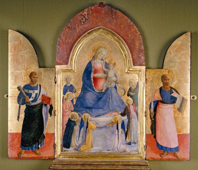 天使とドミニコ会の聖人と聖母子、左が聖ペテロ、右が聖パウロ、15世紀 作： Studio of Fra Angelico
