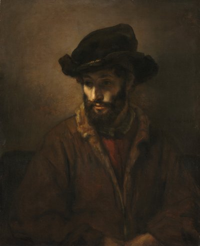 帽子をかぶったひげを生やした男 作： Studio of Rembrandt van Rijn