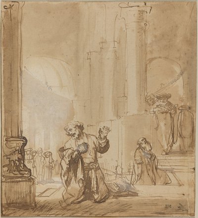 取税人とパリサイ人のたとえ話 作： Studio of Rembrandt van Rijn