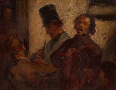 ストリートミュージシャン、c。 1855年。 作： Style of Honoré Victorin Daumier.
