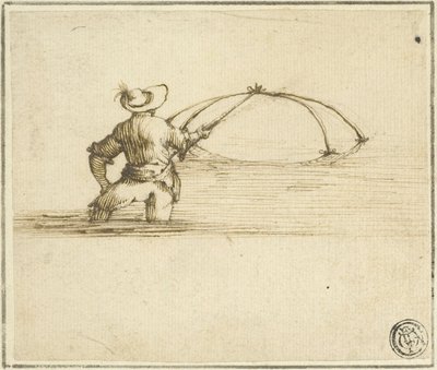 網を持つ漁師 作： Style of Jacques Callot