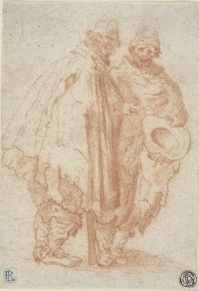 ボロボロのマントを着た2人のヒゲ男 作： Style of Jacques Callot