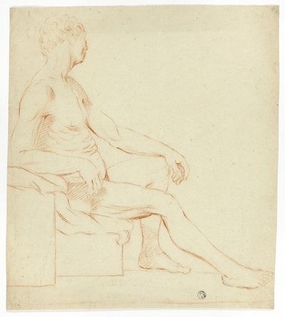 座ったアカデミックな男性ヌード 作： Style of Jacques Louis David