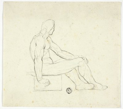 座った男性ヌード 作： Style of Jacques Louis David