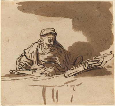 彼の机で古い学者 作： Style of Rembrandt van Rijn