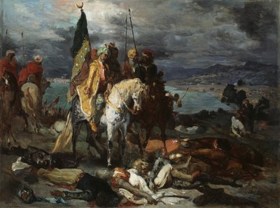 サラセン人と十字軍、c。 1846年。 作： Style of Théodore Chassériau.