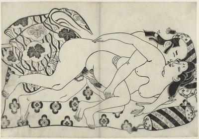 エロティックなパフォーマンス 花に与する教（連載タイトル） 作： Sugimura Jihei (attributed to)